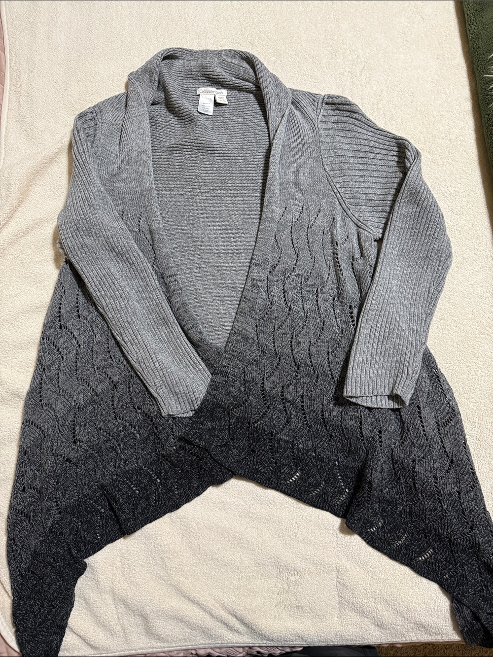 Coldwater Creek Gray Ombre Open-Front Women's Cardigan